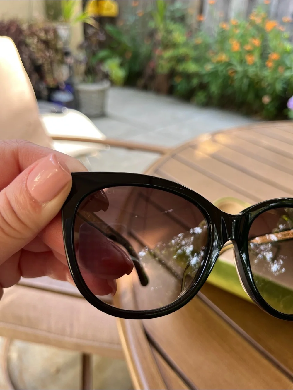 Gucci Black Frame Sunglasses with Brown Gradient Lenses - Picture 10 of 15